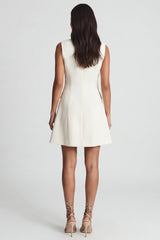 Ivory Peaked Lapel A Line Double Breasted Mini Work Dress