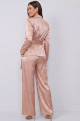 Peaked Lapel Dusty Rose 2 Piece Women's Suits with Sash