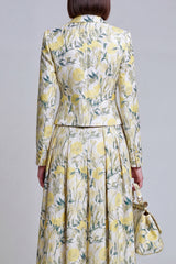 Ivory Yellow Flower Peak Lapel 2-Piece Women Suits