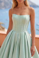 Strapless A-Line Mint Corset Homecoming Dress