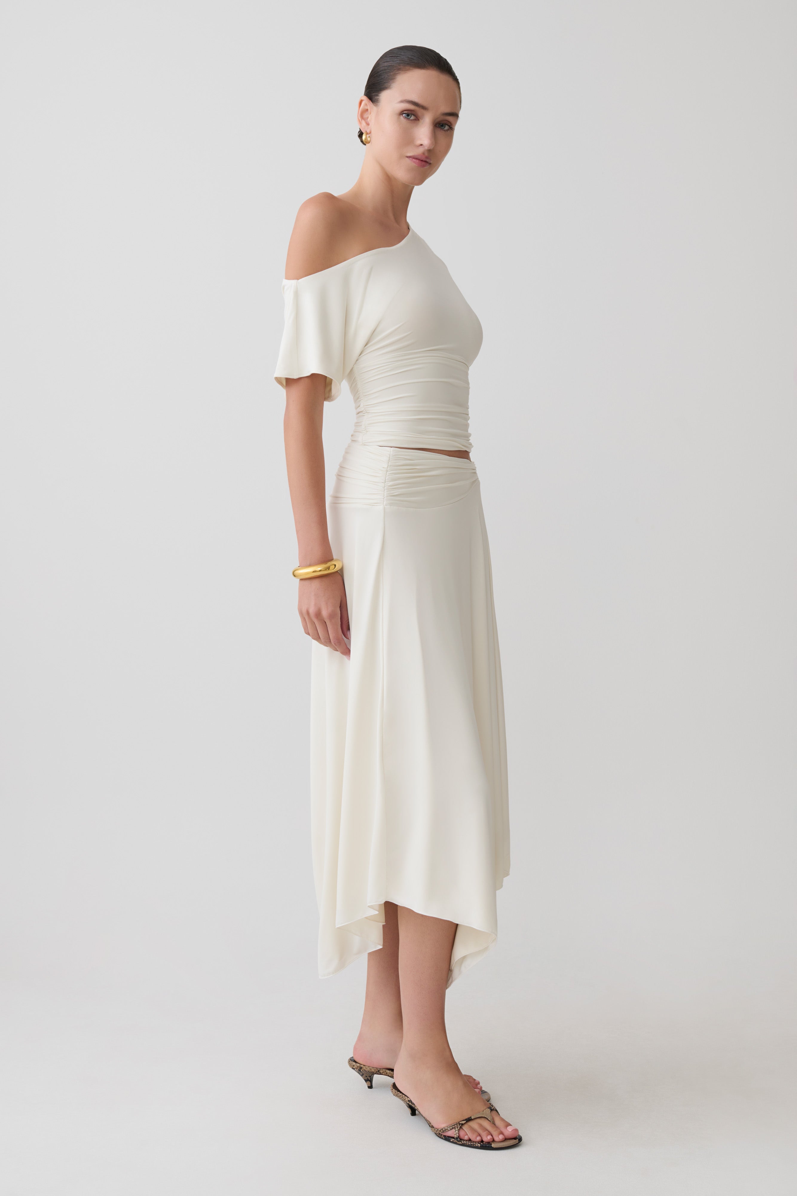 Luu Off Shoulder Slinky Top - Ivory