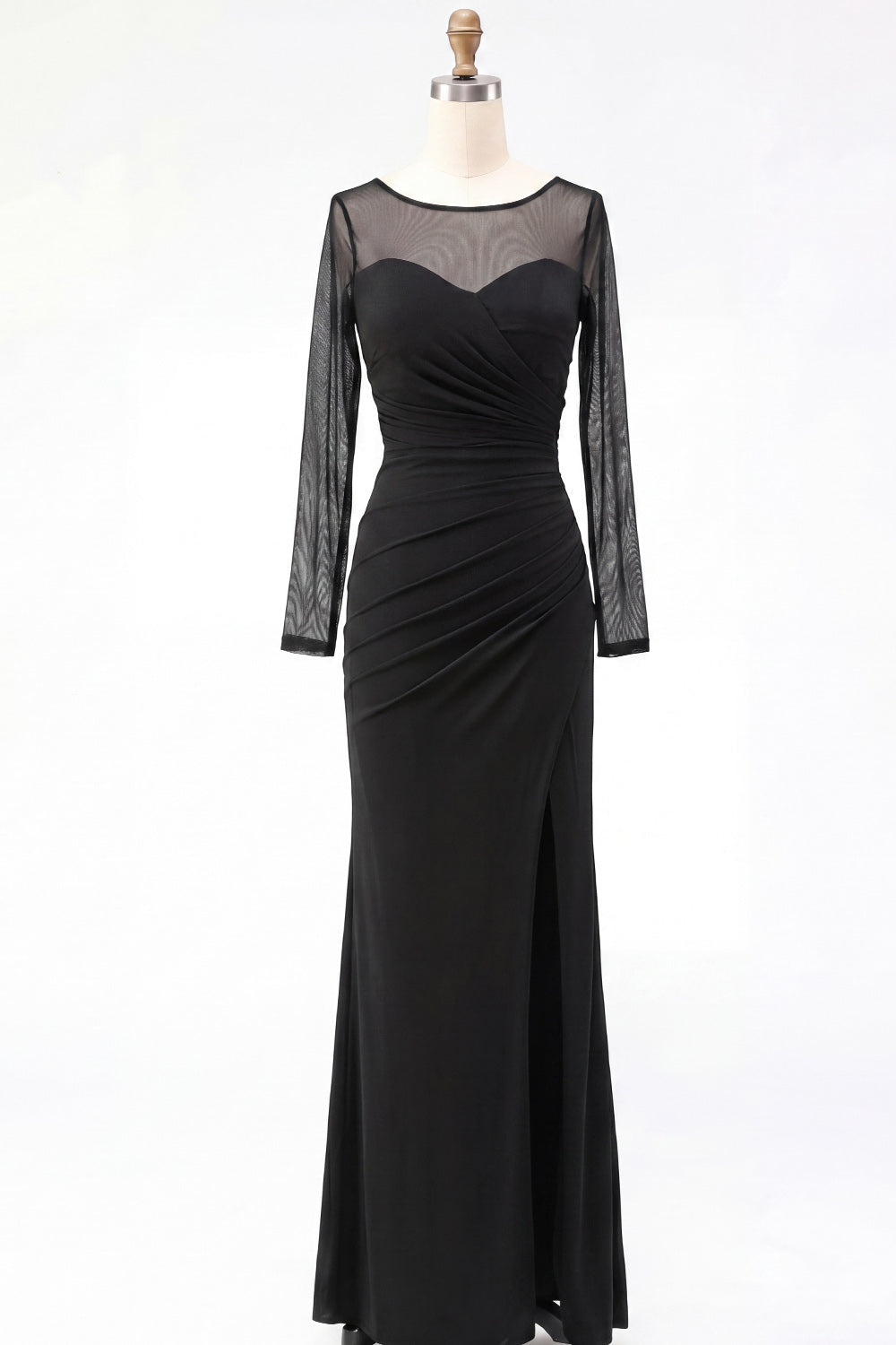 Mermaid Cabernet Boat Neck Formal Dress with Slit
