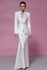 Peaked Lapel 2 Piece Mermaid Ivory Women Suits