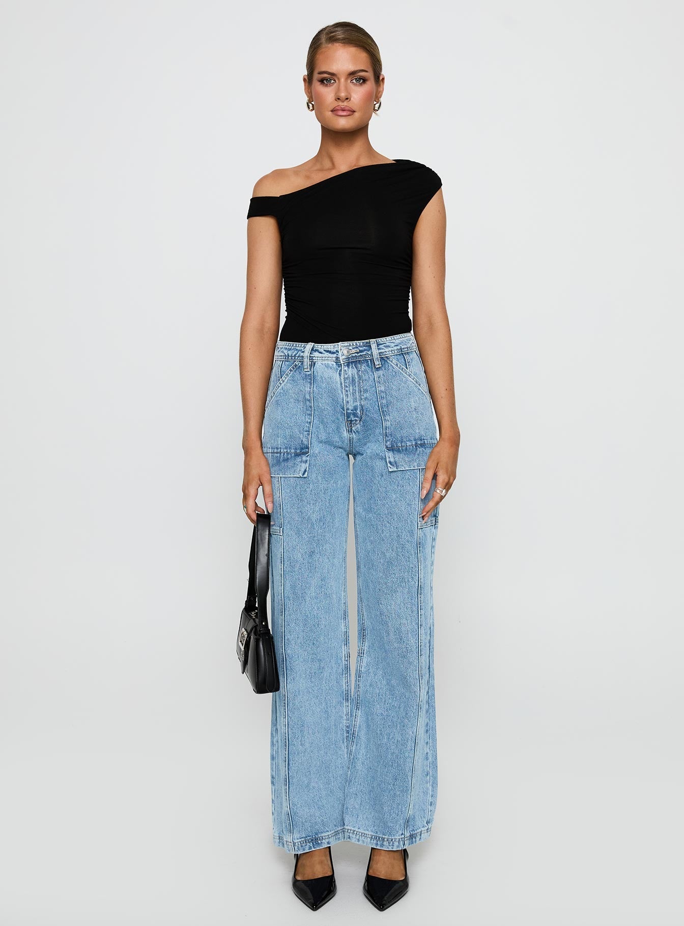 Chad Cargo Jeans Mid Wash Denim