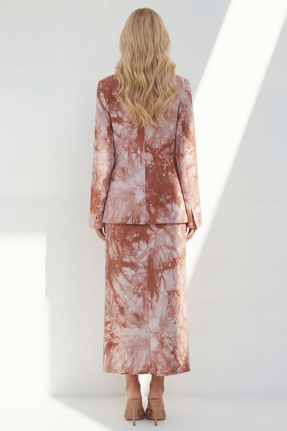 Pink 2 Piece Notched Lapel A Line Women's Linen Suits