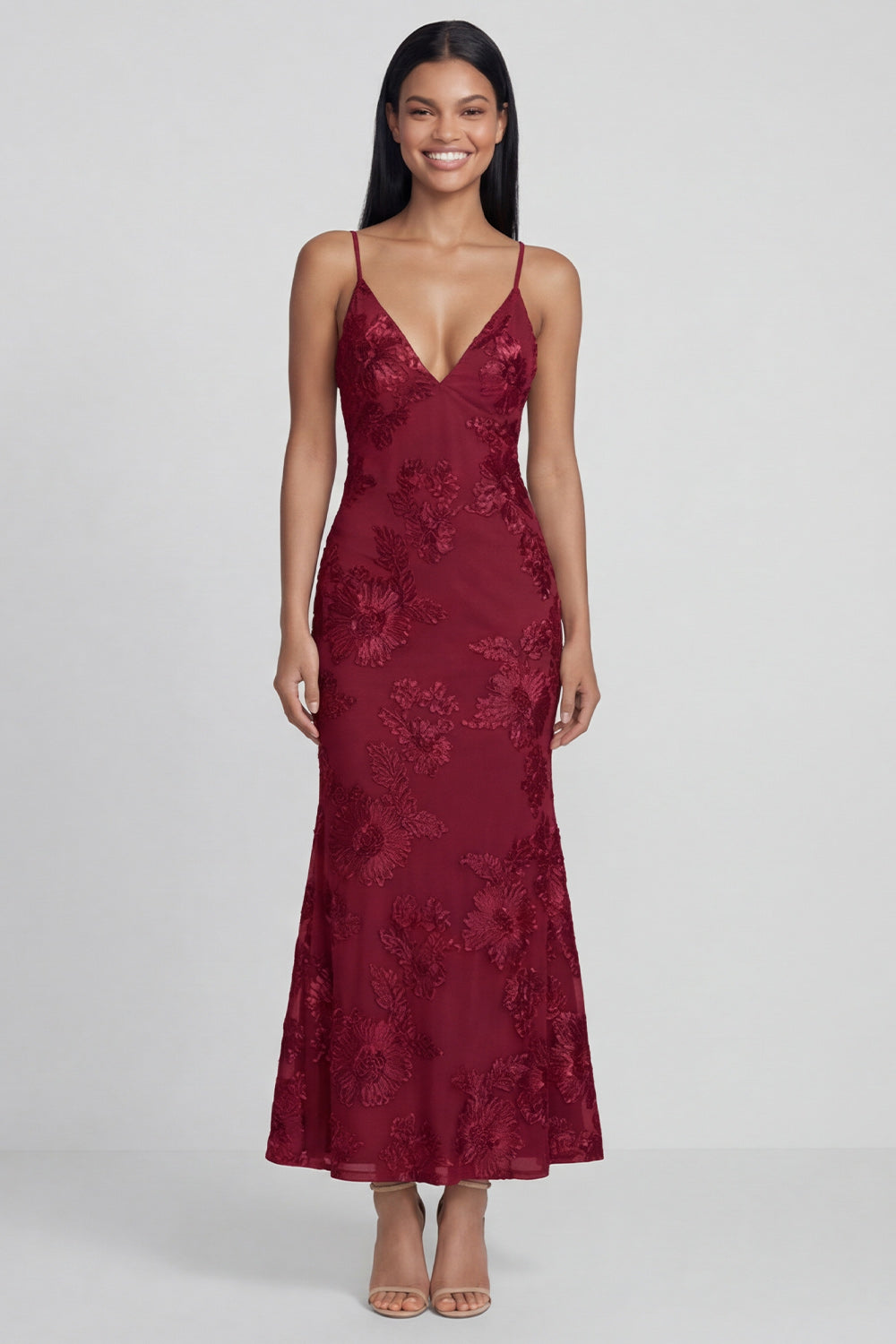 Mermaid Sequin Appliqued Sage Green Wedding Guest Dress