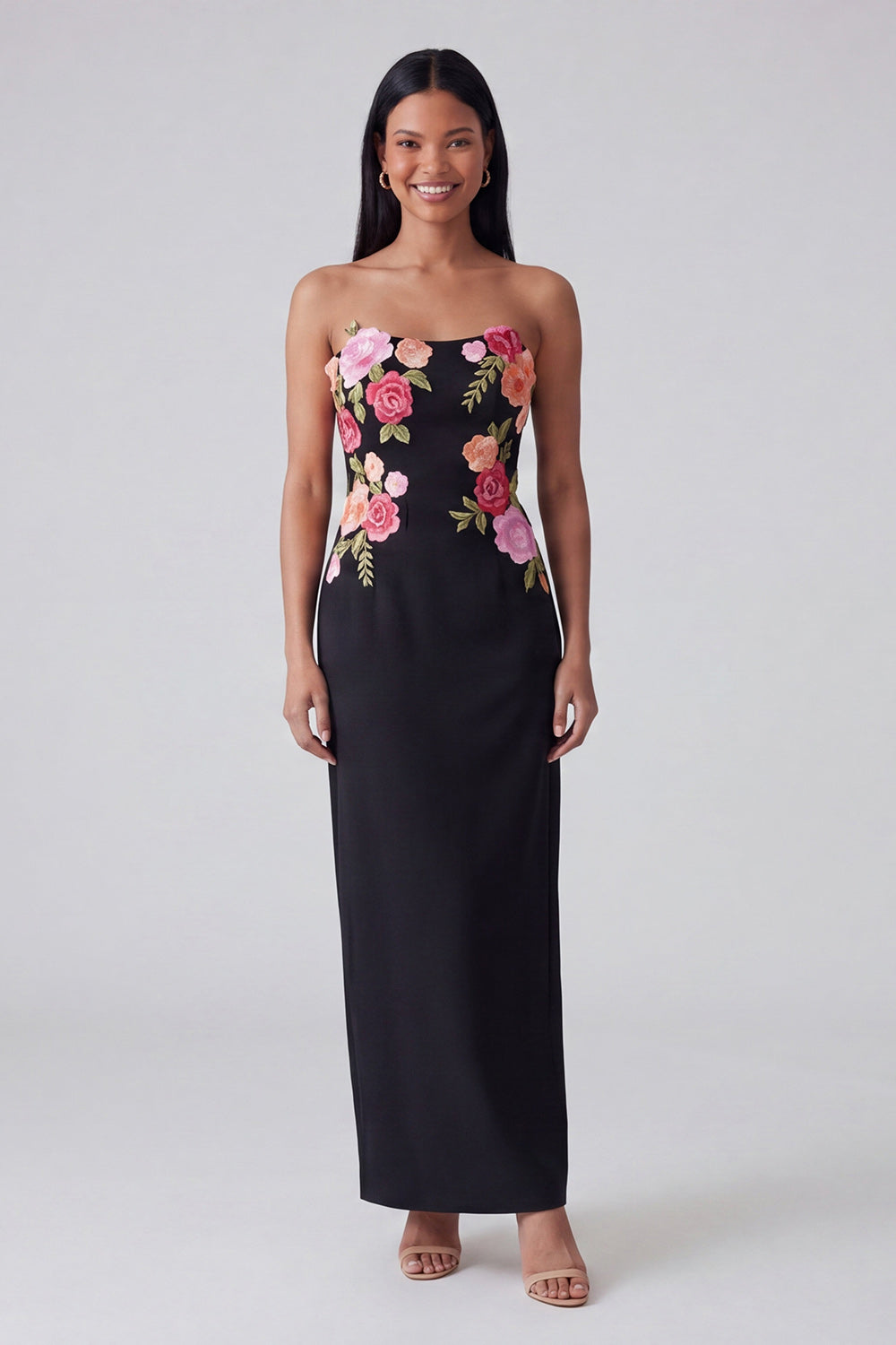 Strapless Light Yellow Printed Sheath Wedding Guest Dress