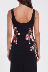 Black Floral Mermaid Maxi Wedding Guest Dress