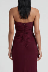 Burgundy Sweetheart Mermaid Formal Dress with Slit