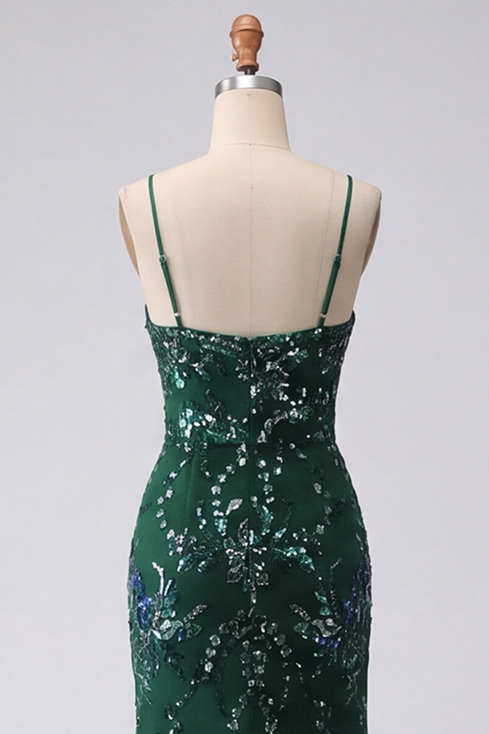 Sparkly Dark Green Appliqued Mermaid Prom Dress with Slit