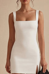 Spaghetti Straps Bodycon Mini White Dress