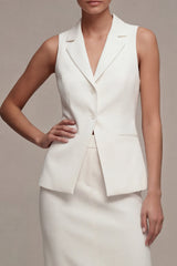 Ivory Notched Lapel 2 Piece Bodycon Midi Work Dress
