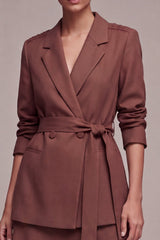 Notched Lapel Desert Rose 2 Piece A Line Mini Work Dress with Sash