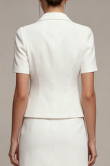 White Notched Lapel 2 Piece Bodycon Mini Work Dress