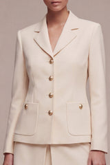 Ivory Notched Lapel Bodycon 2 Piece Mini Work Dress