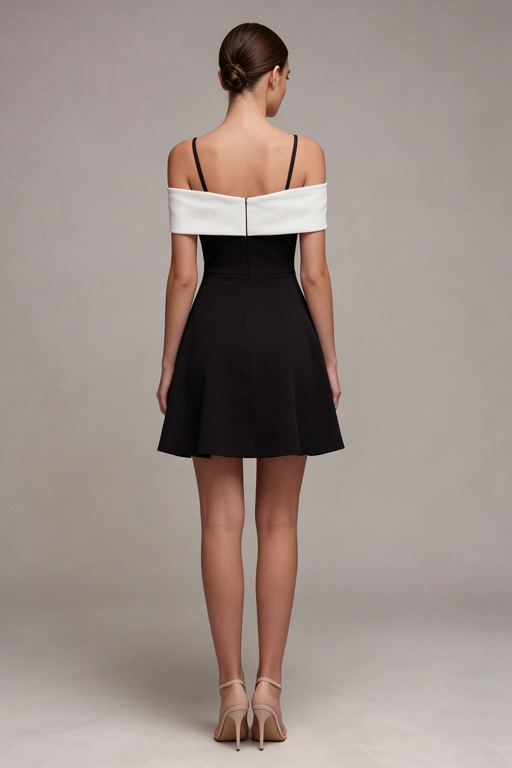 Black Bowed Cold Shoulder A Line Mini Dress