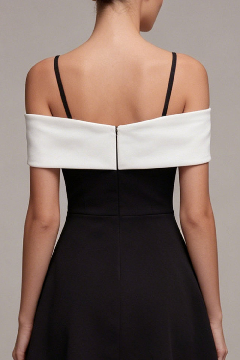 Black Bowed Cold Shoulder A Line Mini Dress