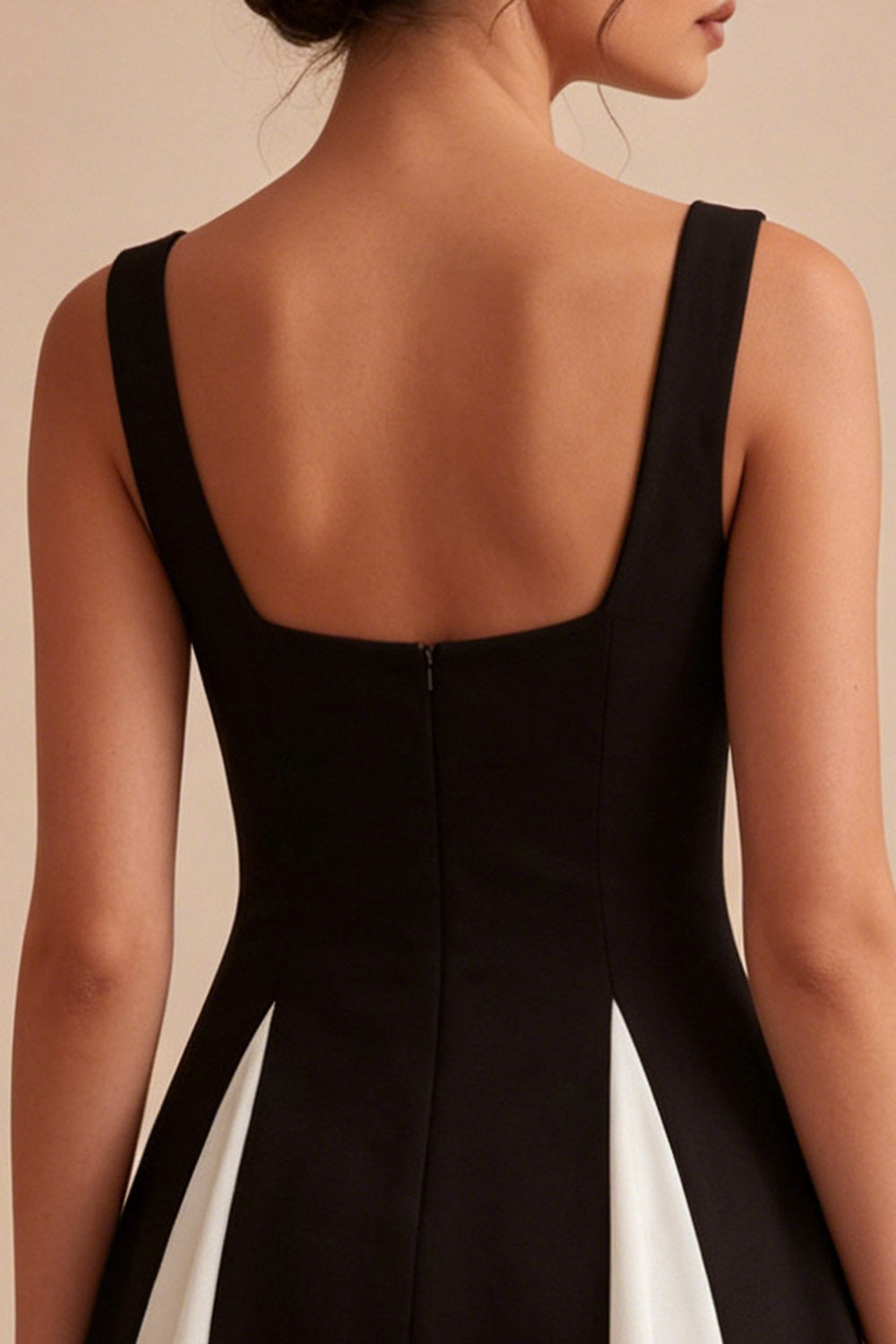 Black and White A Line Satin Mini Dress