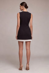 Black Sleeveless Bodycon Mini Dress with Ruffles