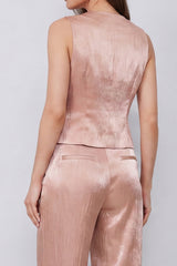Dusty Rose 2 Piece Sleeveless Women's Suits with Pockets