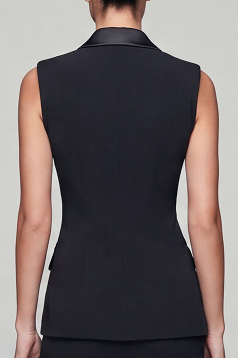 2 Piece Peaked Lapel Black Bodycon Mini Work Dress