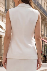 2 Piece Ivory Shawl Lapel Bodycon Midi Work Dress