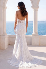 Floral Halter Mermaid Ivory Maxi Wedding Dress