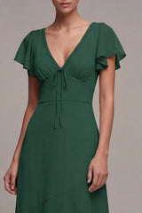 Dark Green A Line High Low Maxi Formal Dress