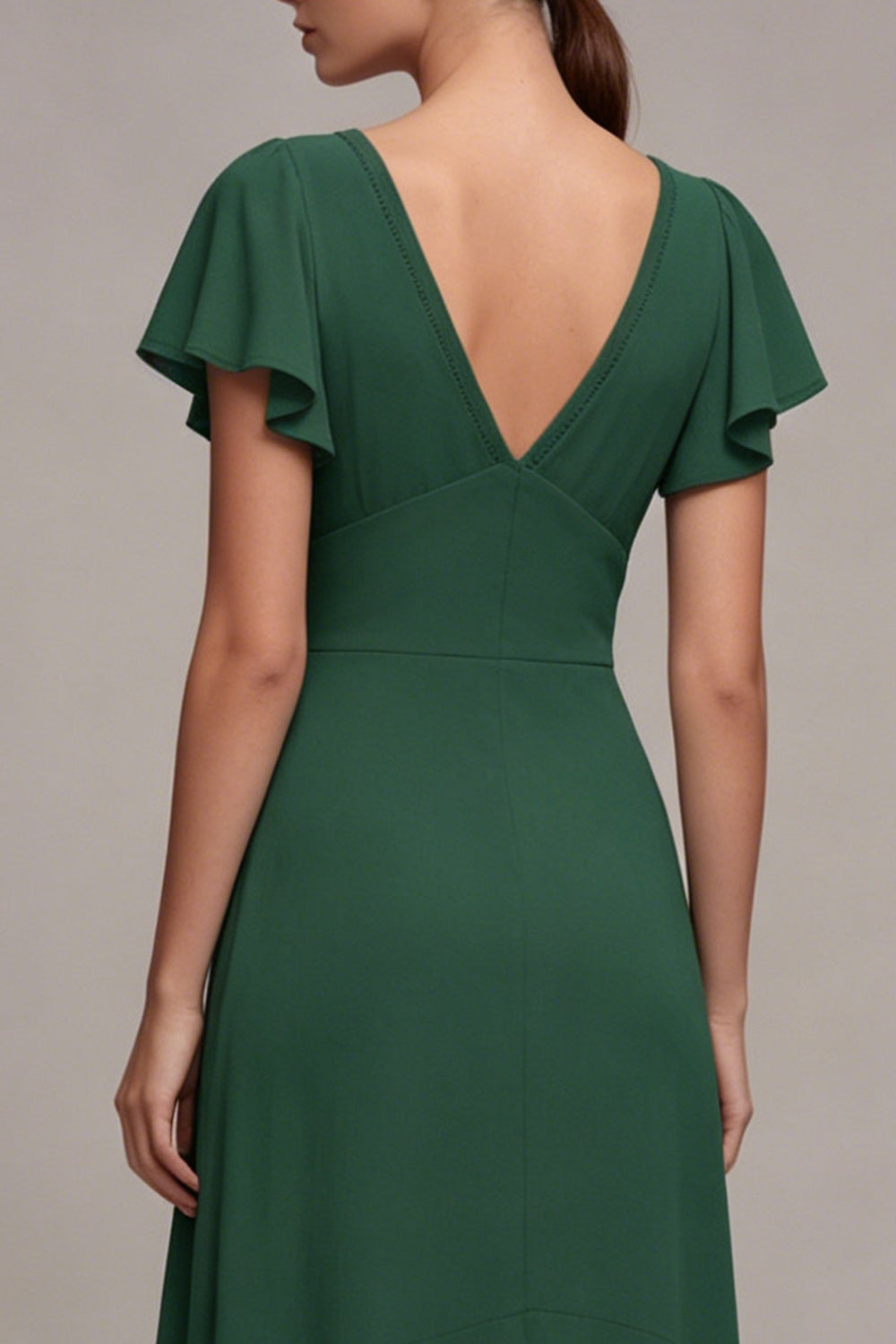 Dark Green A Line High Low Maxi Formal Dress