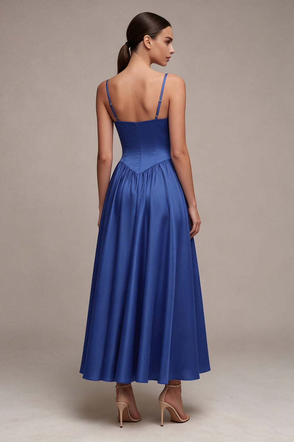 Royal Blue Pleated A Line Formal Dress