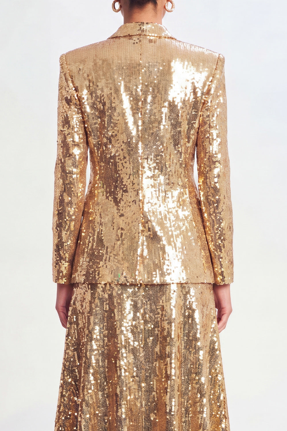Sparkly Shaw Lapel Golden 2-Piece Women Suits