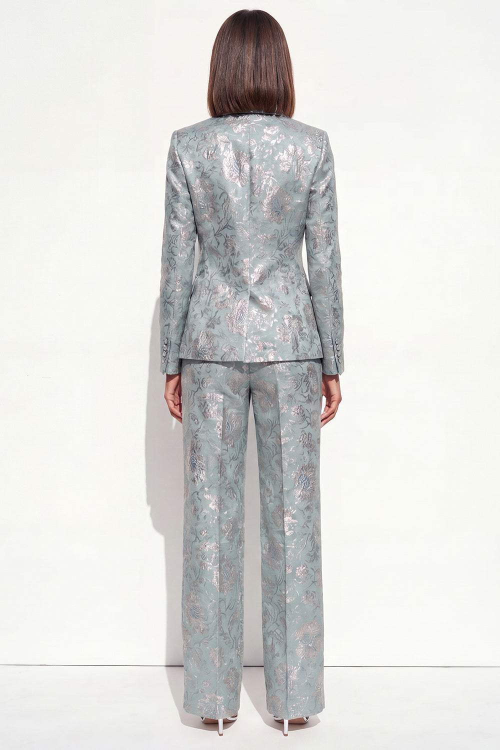 Blush Peaked Lapel Jacquard 2-Piece Women Suits
