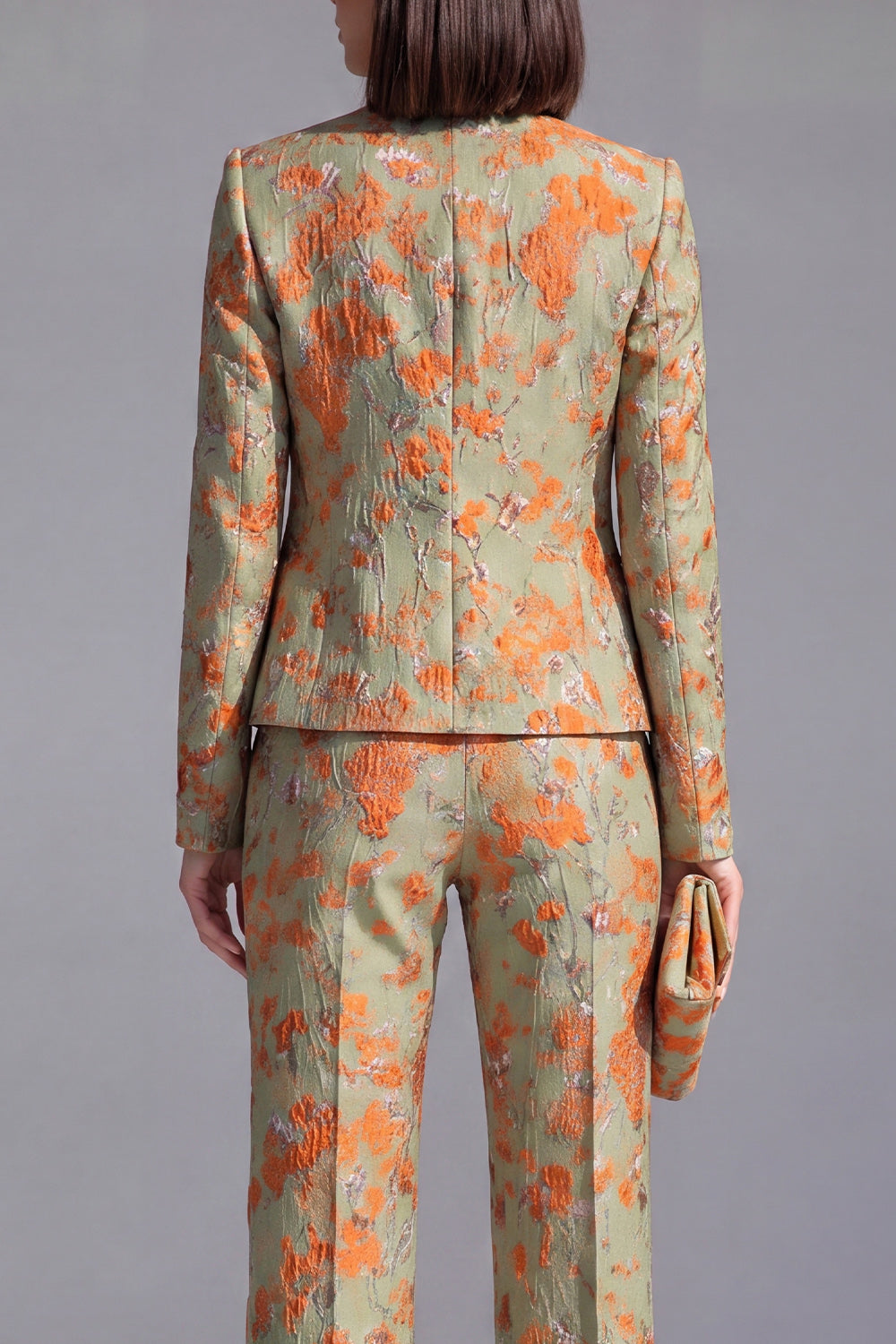 Dusty Green 3-Piece Jacquard Women Suits