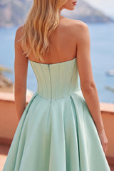 Strapless A-Line Mint Corset Homecoming Dress
