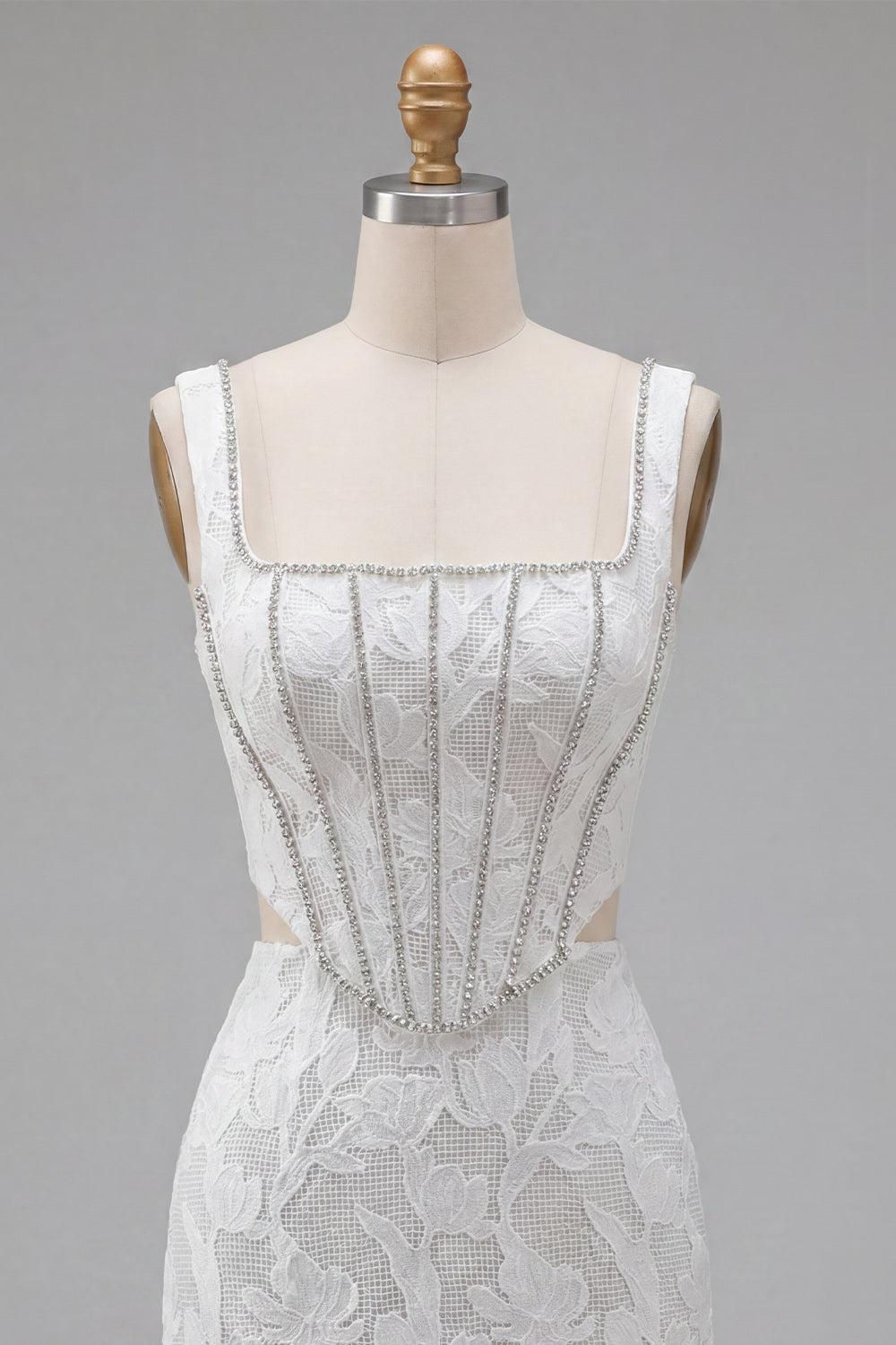Square Neck White Bodycon Corset Homecoming Dress with Beading