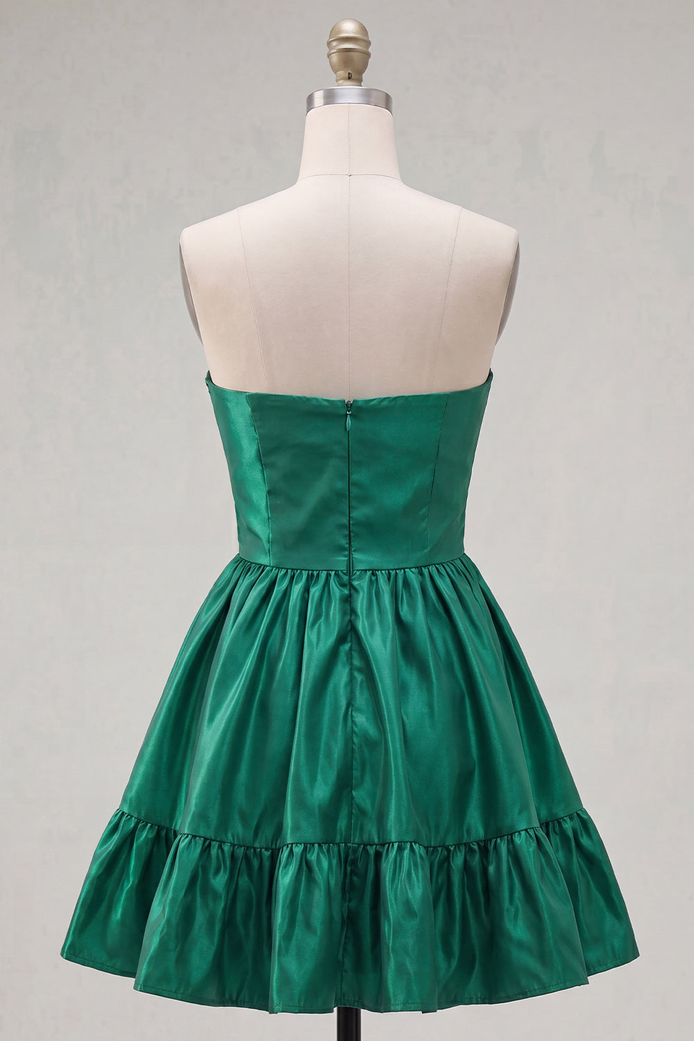 Strapless Corset A Line Dark Green 80s Homecoming Dress With Bow