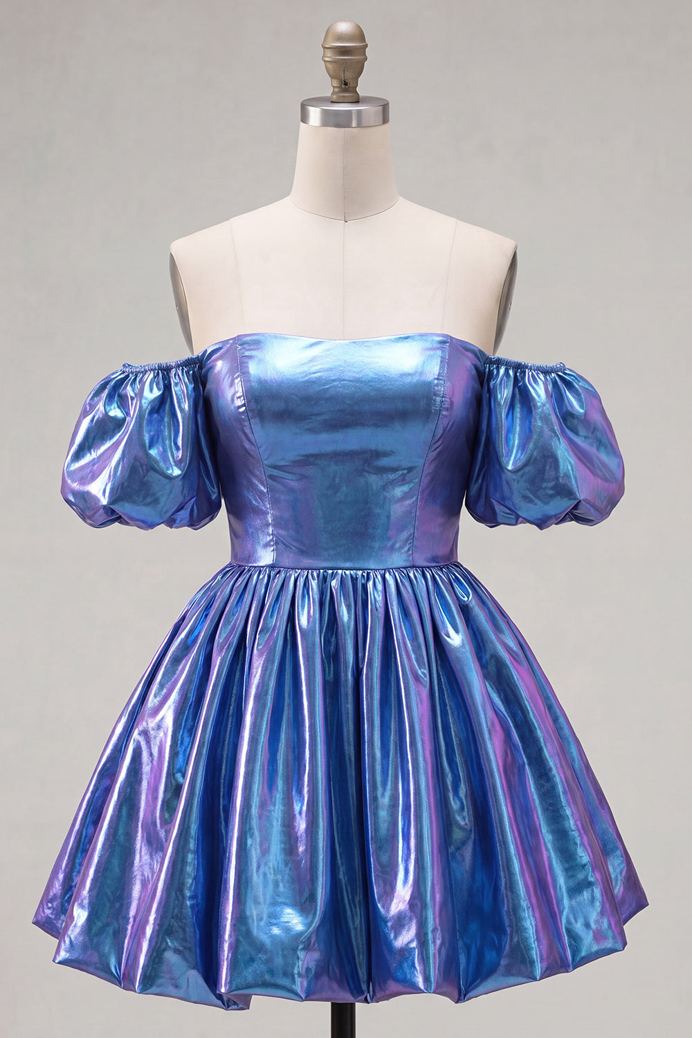 Off The Shoulder A Line Fuchsia Metallic 80s Homecoming Dress