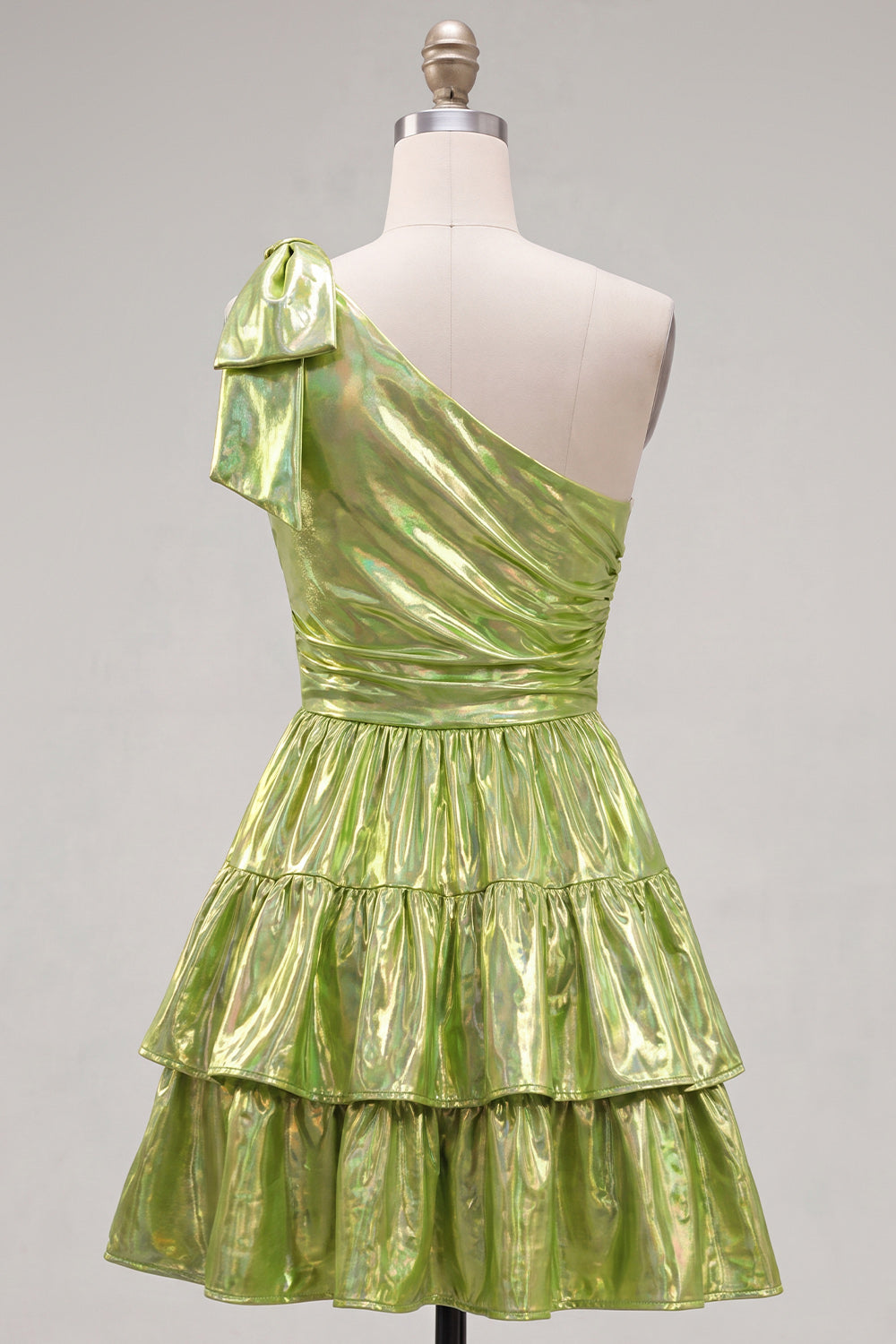 One Shoulder A Line Fuchsia Metallic 80s Homecoming Dress With Bow
