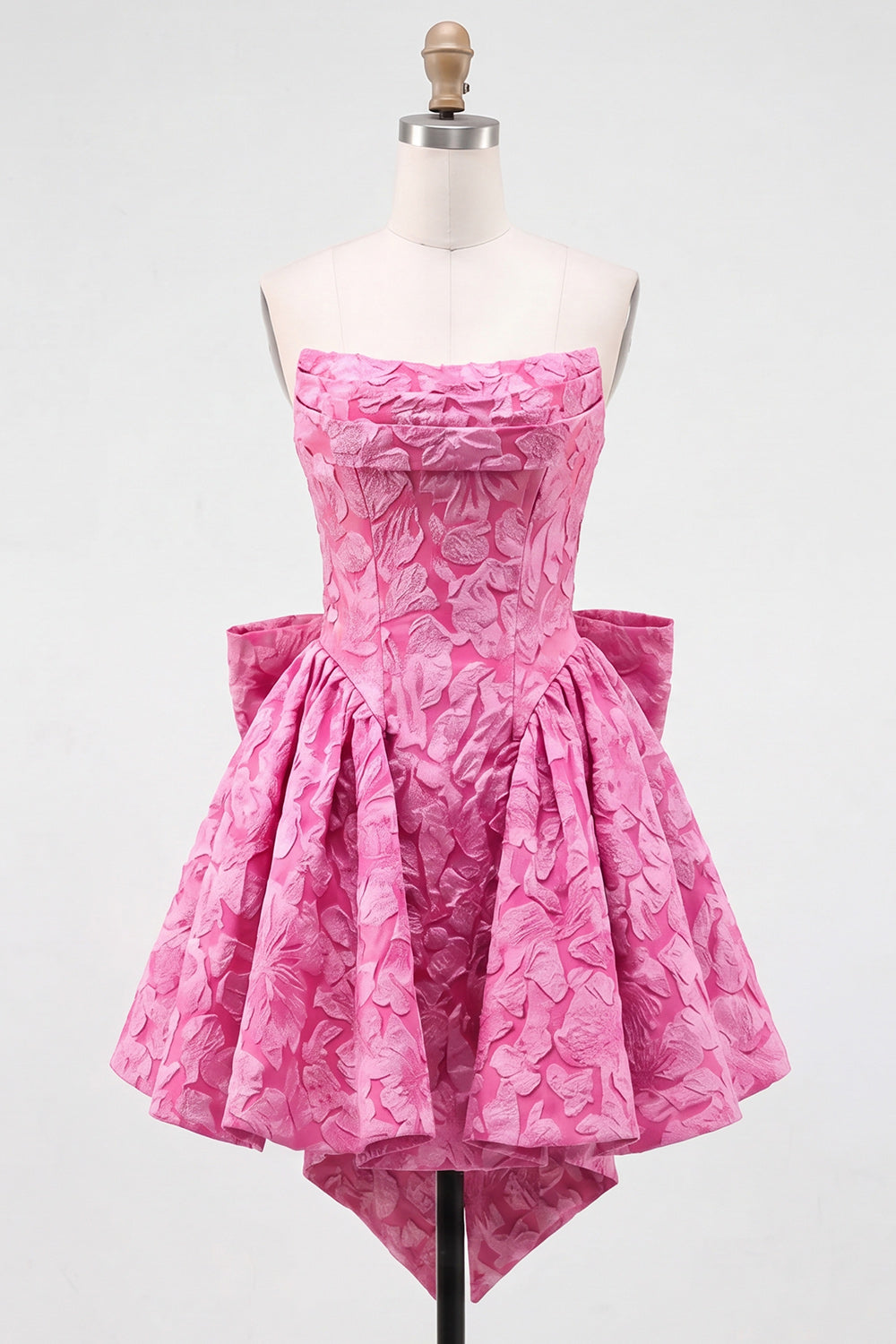 Strapless Corset Lilac Floral A Line Homecoming Dress With Bow