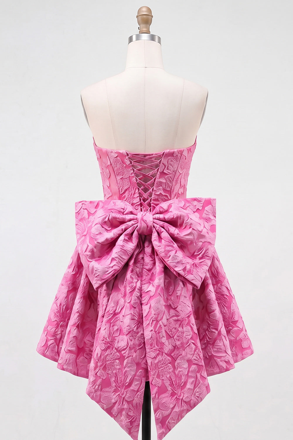 Strapless Corset Lilac Floral A Line Homecoming Dress With Bow